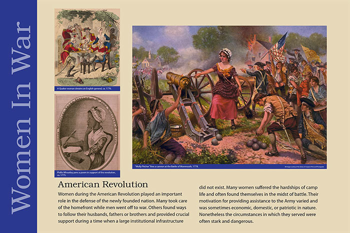 Women in War: American Revolution exhibit panel