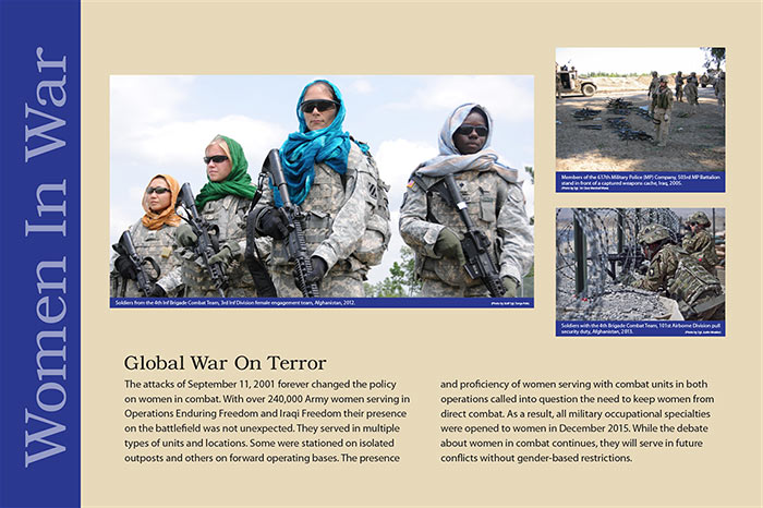 Women in War: Global War on Terror exhibit panel