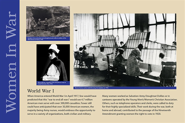 Women in War: World War I exhibit panel