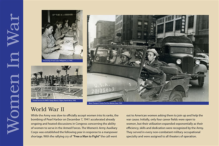 Women in War: World War II exhibit panel