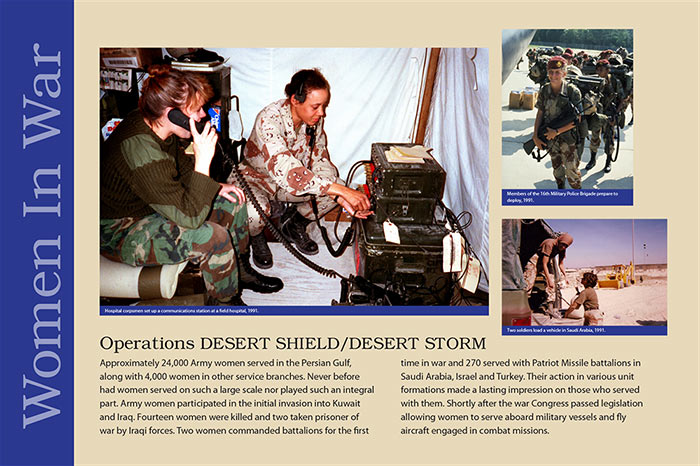 Women in War: Operation Desert Shield/Desert Storm exhibit panel